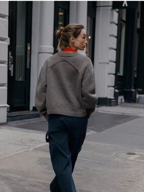 Knit Crewneck Sweater with back detail